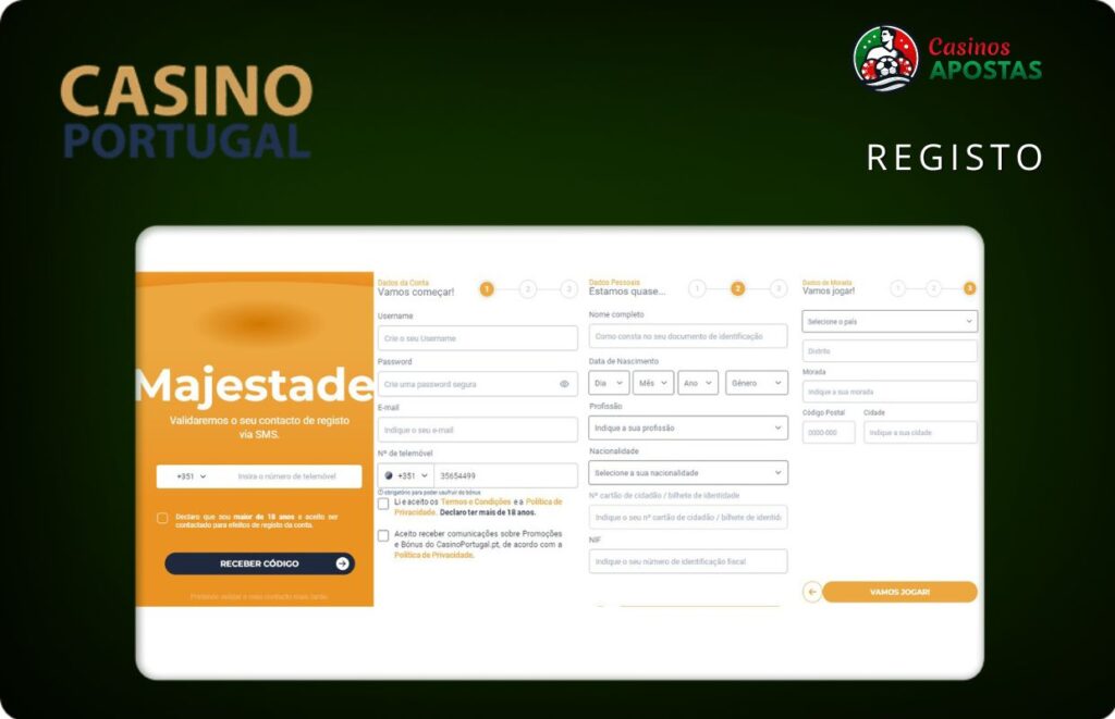 Registo no CasinoPortugal