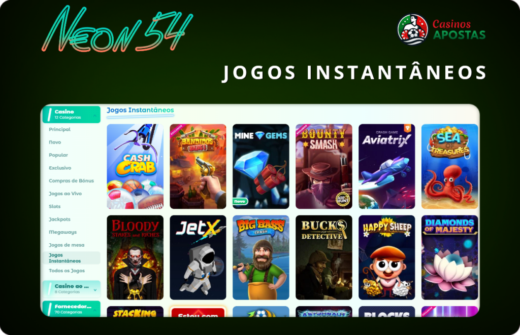 Jogos instantâneos no Neon54