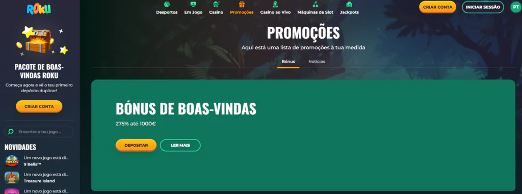 Promoções e Bónus no Casino Roku