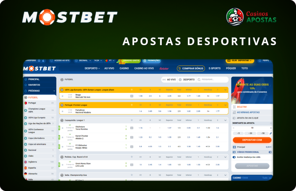 Apostas desportivas na Mostbet