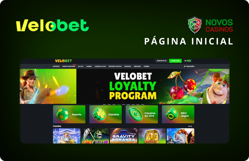 Página Inicial da Velobet com Programa de Fidelidade em Destaque