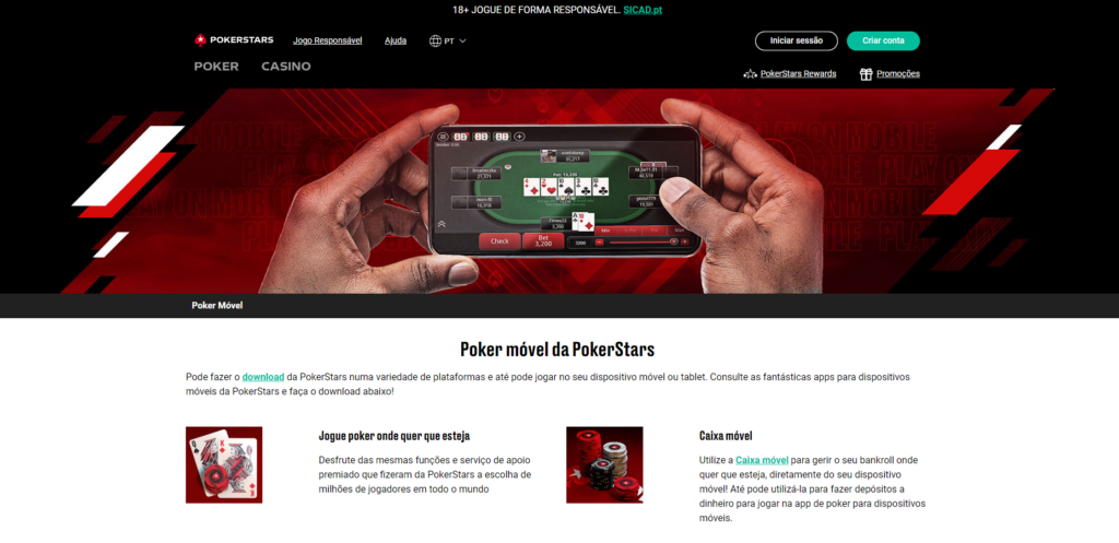 Aplicação móvel PokerStars