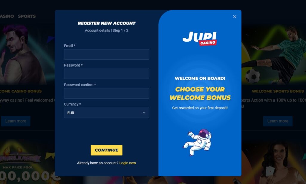 Jupi Casino registration