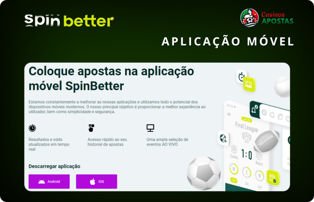 Aplicação móvel Spinbetter